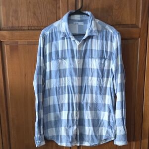 Sonoma Blue and White Checkered Men's Medium Button Shirt